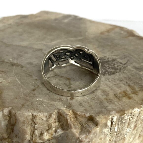 Sterling Silver 925 Celtic Knot Unisex 11MM Wide Band Ring Sz 12 - Picture 6 of 15